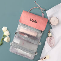 【cw】Custom Embroidery Foldable Toiletry Bag Portable Separated Large Volume Personalized Womens Cosmetic Makeup Kits ！