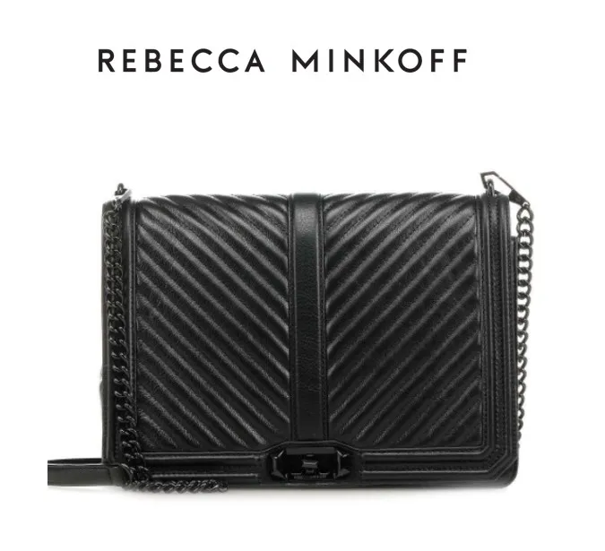 REBECCA MINKOFF CHEVRON QUILTED JUMBO LOVE CROSS BODY BLACK กระเป๋าสะพายพาดลำตัวผู้หญิง Lazada