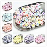 【CW】✣  30pcs10mm Multicolour Footprints Beads Polymer Clay Spacer Loose for Jewelry Making Accessories