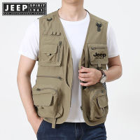 JEEP SPIRIT 1941 ESTD กระเป๋าใส่แจ็คเก็ตของผู้ชายอเนกประสงค์กระเป๋าตาข่ายชุดตกปลายุทธวิธีกลางแจ้ง