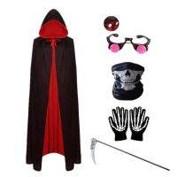 Scary Halloween Child Cape Grim Reaper Scary Deluxe Spooky Costume Halloween Skeleton Mask Grim Reaper Cloak Party Dress Up