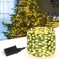 ◎ 16ig3506 50ม. 100ม. Fio Verde สาย Led Ano Novo Luzes De Fadas Jardim Ao Ar Livre Decorão Rvore Natal Guirlanda Impermeável 110V-220V แสงอาทิตย์