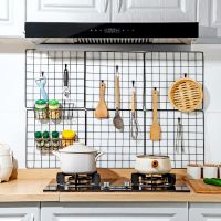 Wall Mounted Grid Storage Rack Decor Iron Hanging Rack Kitchen Utensils Shelf Multifunction Photo Frame Postcards Display Rack