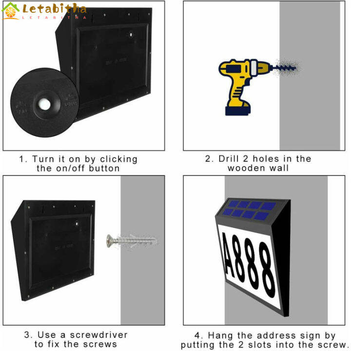 letabitha-ชุดไฟ-ip44ป้ายแขวนประตูพลังงานแสงอาทิตย์0-2วัตต์กันน้ำ-ป้ายเลขที่บ้านชุดไฟหมายเลขที่อยู่เปิด-ปิดไฟบ้าน