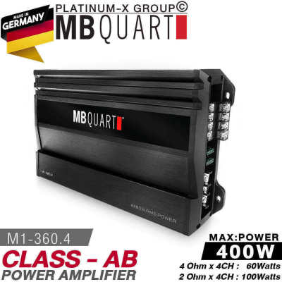 MB QUART M1-360.4 POWER AMPLIFIER CLASS-AB 4CH / จัดชุด เพาเวอร์ แอมป์ พาวเวอร์ แอม  แบรนด์เยอรมันแท้ เครื่องเสียงรถ จัดชุดMB-QUART เครื่องเสียงรถยนต์