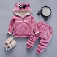 Autumn Winter Children Cotton Clothing Suit Baby Boys Girls Clothes Kids Sport Hoodies Pants 2Pcs/Sets Thicken Toddler Tracksuit