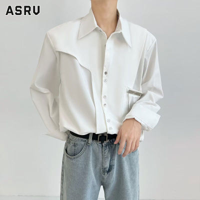 ASRV เสื้อเชิ้ตชาย เสื้อเชิ้ตผู้ชาย เสื้อเชิ้ตลำลองชาย shirts for men เชิ้ตผู้ชาย เสื้อสีทึบอารมณ์ความรู้สึกการออกแบบแฟชั่นใหม่ผู้ชายแขนยาวขี้เกียจ