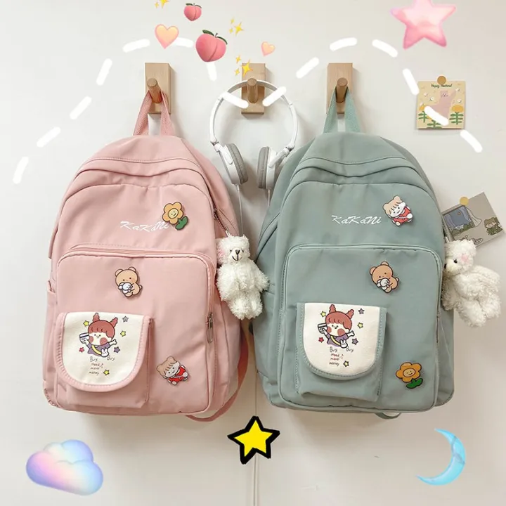 Korean Ins Style Cute Bear High School Student Backpack Japanese Style ...