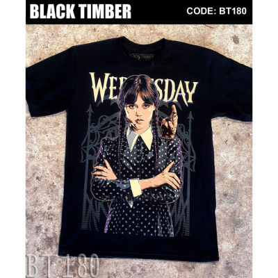 BT 180 Wednesday น้องวันพุธ เสื้อยืด สีดำ BT Black Timber T-Shirt ผ้าคอตตอน สกรีนลายแน่น S -3XL