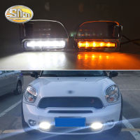 SNCN 2ชิ้น12โวลต์รถ DRL LED Daylights สำหรับ BMW MINI Cooper สีเหลืองสัญญาณเลี้ยวกลางวันไฟหน้ารถออโต้ไฟตัดหมอกขับขี่