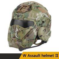 W Assault กลางแจ้งยุทธวิธีในตัวป้องกันชุดหูฟังแบบบูรณาการ Camouflage Multifunctional การป้องกันหมวกกันน็อคอุปกรณ์