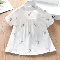 Kids Girls White Blouse Children Shirt Sleeve Flowers Shirts