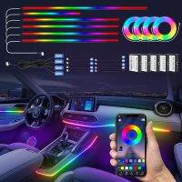 22 In 1 RGB Dreamcolor อะคริลิคภายในรถ LED Strip Light พร้อมแอพไร้สาย Fiber Optic Ambient Lighting ชุด Neon Dual Zone