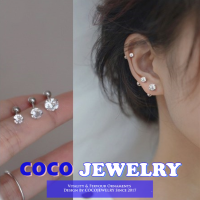 COCOJEWELRY สตั๊ดหูแบบแฟลชต่างหูแบบใหม่925ต่างหูเงินแฟชั่นแบบเรียบง่าย