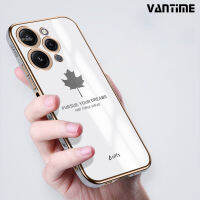 Vantime สำหรับ Xiaomi Redmi Note 12 4G 12s เคส 6D ชุบใบเมเปิ้ลป้องกันกล้องกรอบสี่เหลี่ยมกันกระแทกฝาหลังแบบอ่อน