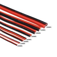 Black &amp; Red Extra Soft Silicone Double Parallel Wire 14 16 18 20 22 24AWG Tinned Copper 600V Wires Leads Adapters