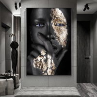 Black Girl With Silver Eyes ภาพวาดผ้าใบ Wall Art โปสเตอร์และพิมพ์ African Woman Art รูปภาพ Home Wall Decoration