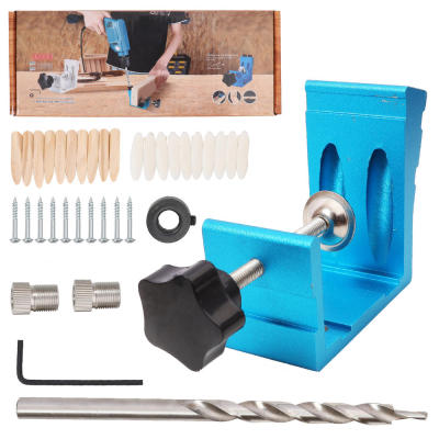 46Pcs Woodworking Tool Pocket Hole Jig Kit Drill Tool Hole Locator Tool Woodworking Hole Locator Screw Wood 46Pcs