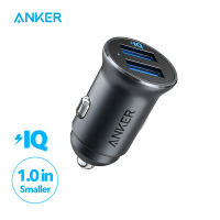 Anker Car Charger fast charger Mini 24W 4.8A Metal Dual USB PowerDrive 2 Alloy Flush Fit Car Adapter with Blue LED for 12