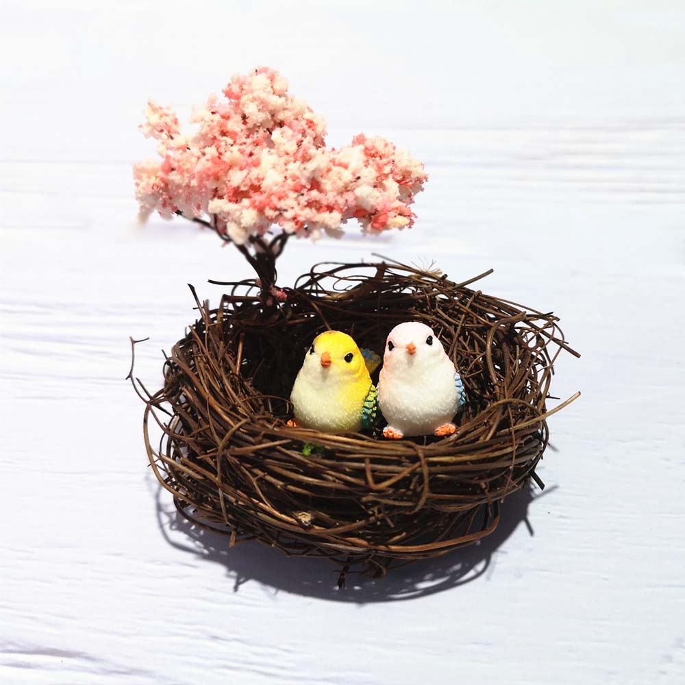 4pc/set Cute Little Birds Animal Model Figurine Ornament Glass Home Decor Craft* 