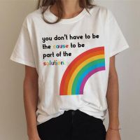 เสื้อยืดโอเวอร์ไซส์[100% Cotton] เสื้อยืด ลาย Lgbt Gay Pride Lesbian สีรุ้ง สไตล์ฮาราจูกุ สําหรับผู้หญิง S-5XL