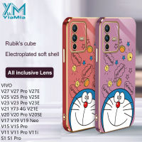 YiaMia เคสโทรศัพท์การ์ตูนโดราเอมอนน่ารักสำหรับ VIVO V27 Pro V27E V25 Pro V25E V23 Pro V23E V21 Y73 V21E TPU นุ่มโลหะด้วยไฟฟ้า V20 Pro V20 SE V17 V19 Neo V15 Pro V11 Pro V11i S1 Pro Y9S แฟชั่นฝาครอบโทรศัพท์