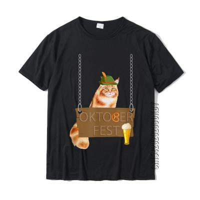 Funny German Cat With A Beer Oktoberfest T-Shirt Tops T Shirt Family Custom Cotton Male T Shirts Custom