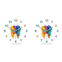 2X Watercolour Tooth Painting Print Wall Clock Dental Clinic Wall Art Non Ticking Wall Watch Orthodontist Dentist
