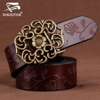 DINISITON women genuine leather belt womens jeans belts luxury vintage high quality female belts woman cowskin strap Cinto