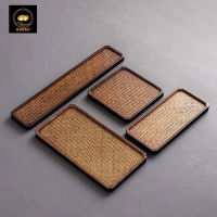 Bamboo Mat Noodle Tea Tray Dry Soaking Tray Woven Mat Noodle Coaster Kung Fu Tea Set coffee table decor