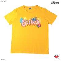 Tee เสื้อยืด SUIKA DISNEY COLLECTION : เสื้อยืดคอกลม พิมพ์ลาย Lilo &amp; Stitch สีเหลือง ( DST.O-003 )