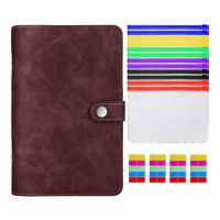 PU Leather Budget Binder Refillable Binder with Colored Binder Zipper Pouches Clear Loose Leaf Bags Cash Envelopes