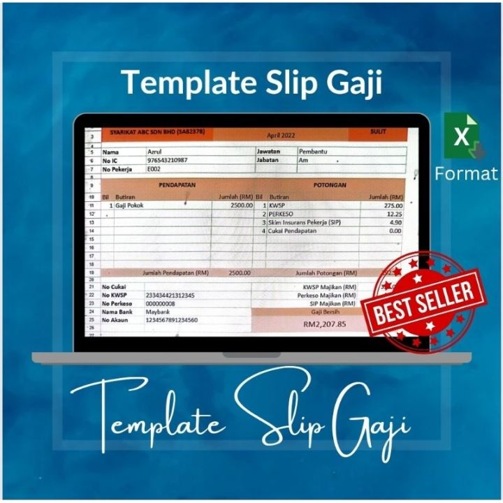 Template Payroll / Slip Gaji BM/BI Format Excel Auto Calculate | Lazada