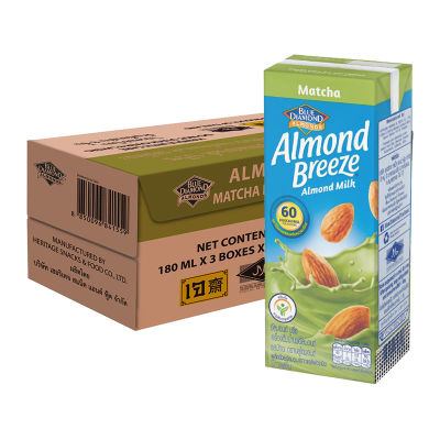 สินค้ามาใหม่! บลูไดมอนด์ อัลมอนด์ บรีซ นมอัลมอนด์ รสมัทฉะ 180 มล. x 24 กล่อง Blue Diamond Almond Breeze Almond Milk Matcha Flavor 180 ml x 24 Boxes ล็อตใหม่มาล่าสุด สินค้าสด มีเก็บเงินปลายทาง