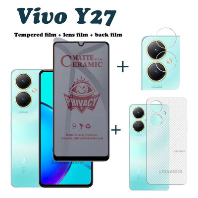 Vivo Y27ป้องกันการสอดแนมฟิล์มกระจก iPhone X พร้อม Privacy แก้ว Vivo Y36ปกป้องหน้าจอ + ฟิล์มเลนส์ + ฟิล์มด้านหลัง
