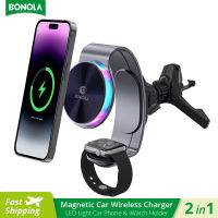 Bonola Metal Magnetic Car Wireless Charger 2 In 1 Mount For 141312 Wireless Car Charging With LED Light For