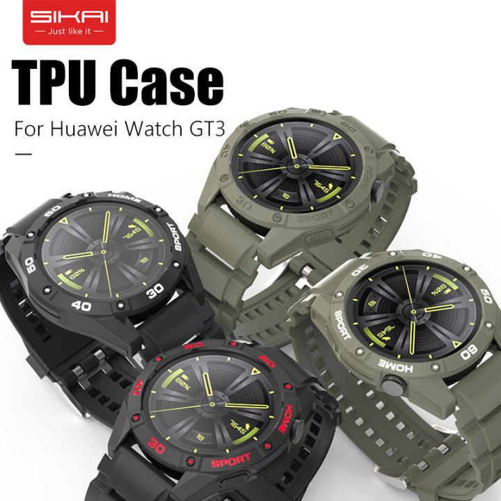 sikai-เคสนาฬิกา-huawei-watch-gt3-46mm-เคส-tpu-แบบนิ่มเคสป้องกันรอบด้านพร้อมสายนาฬิกาข้อมือสายซิลิโคน