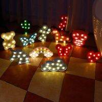 ☌ led flamingo cactus pineapple cloud decoration table lamp letter night light