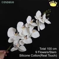 White Orchid Butterfly Flower Large 100CM Real Touch Silicone Cotton Office Decoration Party Event Centerpiece INDIGO