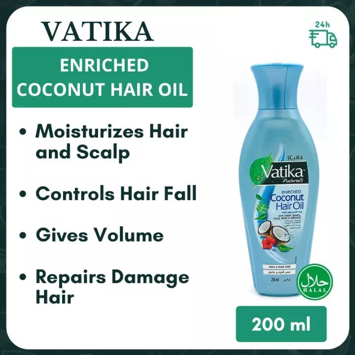 Vatika Enriched Coconut Hair Oil Curry Leaves, Tulsi, Neem and Hibiscus  250ml | Lazada