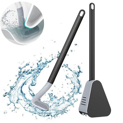 Golf Silicone Toilet Brush Cleaner TPR Bristles Long Handle Cleaning Brush Quick Drying Wc Accessories for Bathroom Storage