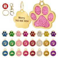 ✕✁♂ Personalized Dog Cat ID Tag Anti-lost Pet Name Tags Plates Freen Engraving Dogs Cats Nameplate Pendant Paw Round Shape