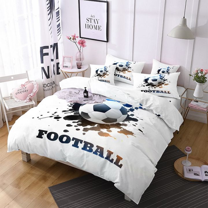 ชุดเครื่องนอนสีดำและสีขาวสำหรับใหญ่พิเศษฟุตบอล3d-ชุดสบายเด็กชายตกแต่งห้องนอนฟุตบอลแบบเรียบง่าย