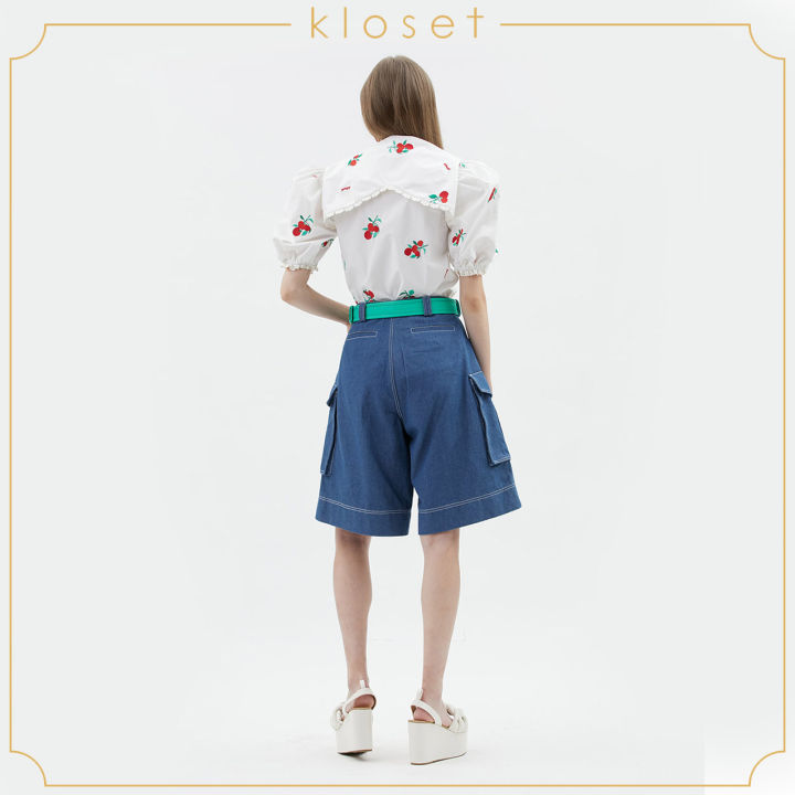 kloset-side-pocket-pants-pf21-p003-กางเกงขาสั้น-ผ้าพื้น-กางเกงผู้หญิง-กางเกงแฟชั่น