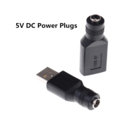 แจ็คหญิง USB 2.0ชาย/หญิงแจ็ค5V DC Power ปลั๊กเชื่อมต่อแล็ปท็อป5.5*2.1มม.สีดำ