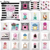 【CW】❈✺  New Floral Polyester Pillowcase Flowers Perfume Bottles Cushion Covers 18  Sofa Chairs Couch Throw Pillows