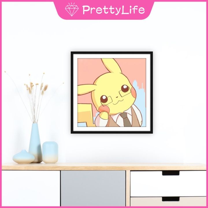 pl-ready-stock-ภาพวาดเพชร5d-diy-pikachu-การ์ตูนผ้าใบเพชรภาพวาดภายในบ้านภาพวาดการ์ตูนตกแต่งบ้าน30x30cm