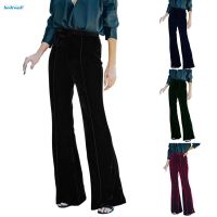 COD 【HODRD】Womens Velvet Bell Bottoms Pants High-Waist Flared Leg Hippie Stretchy Trousers【Fashion】