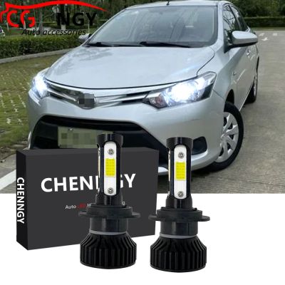 New หลอดไฟหน้ารถยนต์ LED V4 6000K สีขาว แบบเปลี่ยน สําหรับ Toyota Vios NCP150 nonprojector 2013 2014-2016 2017 1 คู่