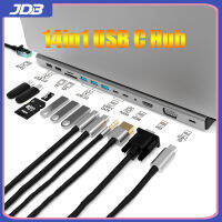 JDB 14 In 1 USB Type-C Hub 4K HDMI VGA PD87W Fast ชาร์จ5Gpbs ความเร็วในการรับส่งข้อมูลสำหรับ iPad Pro 2020, Samsung Galaxy S10 S9, Huawei P30,สำหรับ MacBook, Mac Pro/Mini,surface Pro, XPS, PS4, Xbox One, Flash Drive, HDD